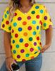 Summer Colorful Dots Pattern 3D Print T-Shirts Women's V-Neck Short Sleeve T Shirt Y2k Harajuku Tees Casual Top Female Clothing