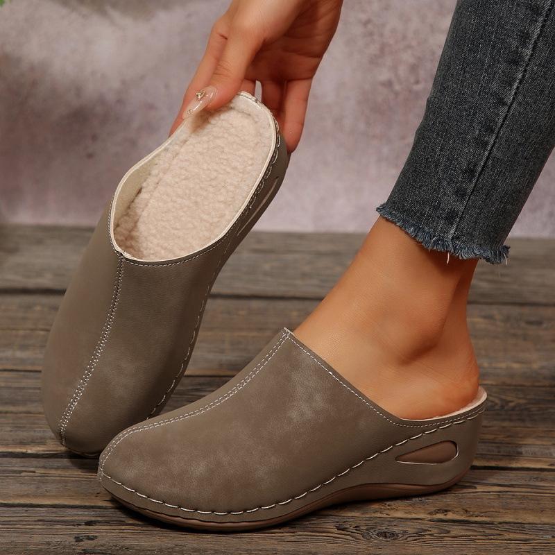 Large-size fleece thickened, comfortable and warm design toe toe home shoes
