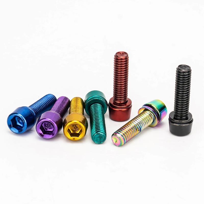 6 Peças de Parafusos de Bicicleta M5 * 18mm Revestidos de Titânio - Parafusos de Aço Inoxidável para Riser de Guidão, Kit de Atualização Leve (Anti Ferrugem)