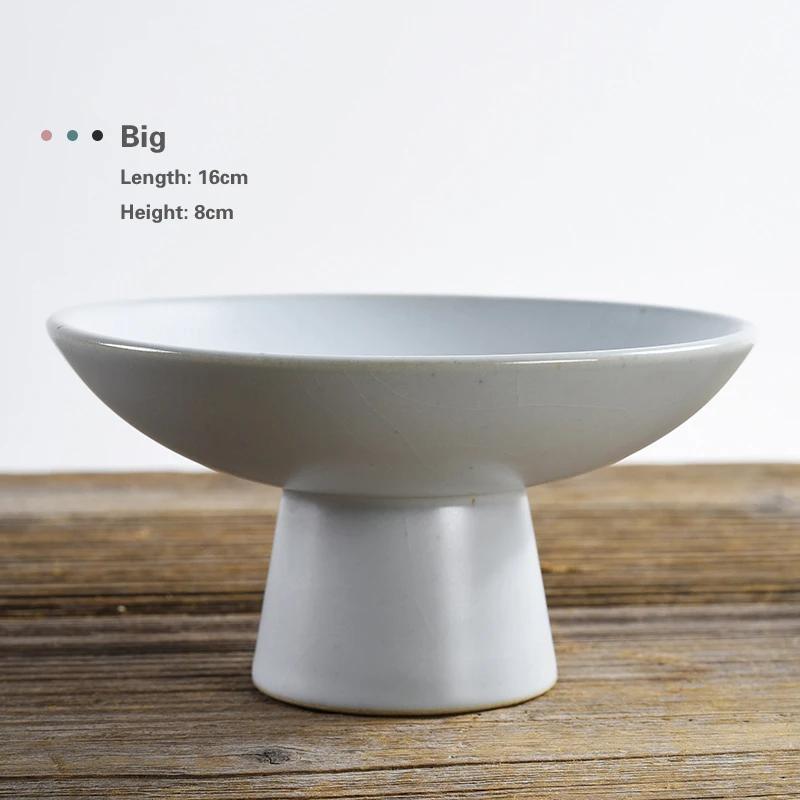 Living Room Household Snacks Tribute Plate Bowl Light Luxury Tea Table Blue and White Ceramic High Foot Tea Tray Fruit Plate