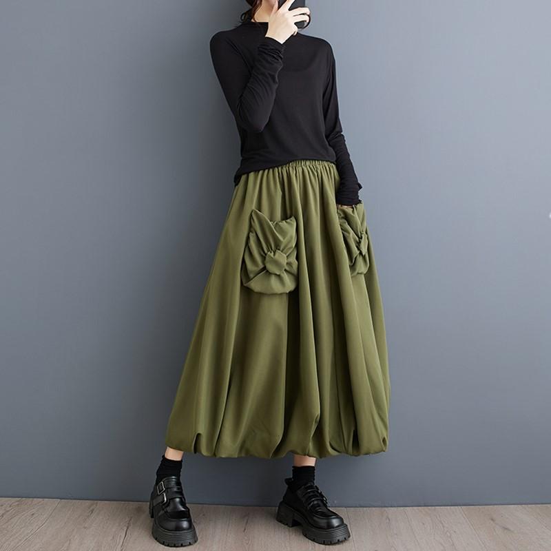 Plus Size High Waist Vintage Spring Autumn Casual Loose Long for Woman Skirts Womens Skirt