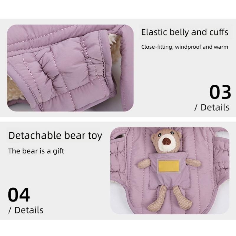 Pet Winter Clothing Warm Full Body Protections Easy On Off Design Machine Washable Padded Jackets For Dog Outdoor Walking
