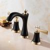 Matte Black 3Pcs Bathroom Faucet Deck Mounted Black Painting 2 Handles Diamond Bathroom Bathtub Basin Mixer Tap Faucet