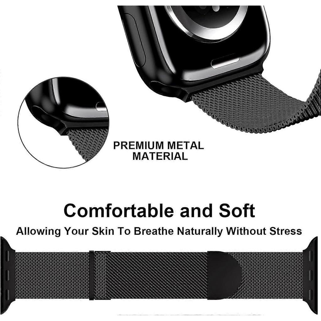 Upgraded Strap Compatible with Apple Watch 38mm 40mm 41mm,Magnetic Adjustable Band for iWatch Series 9 8 7 6 5 4 3 2 1 SE,Black