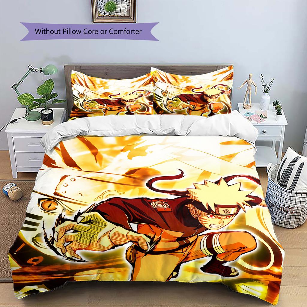 Naruto Uzumaki Naruto Anime Character Pattern Bedding Home Decoration Birthday Gift (1 * duvet cover + 2 * pillowcase, without core)
