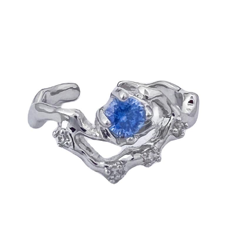 Simple Full Diamond Zir*****Pen Ring Irregular Fold Light Luxury High-End Sense Niche Design Sense Ring Woman