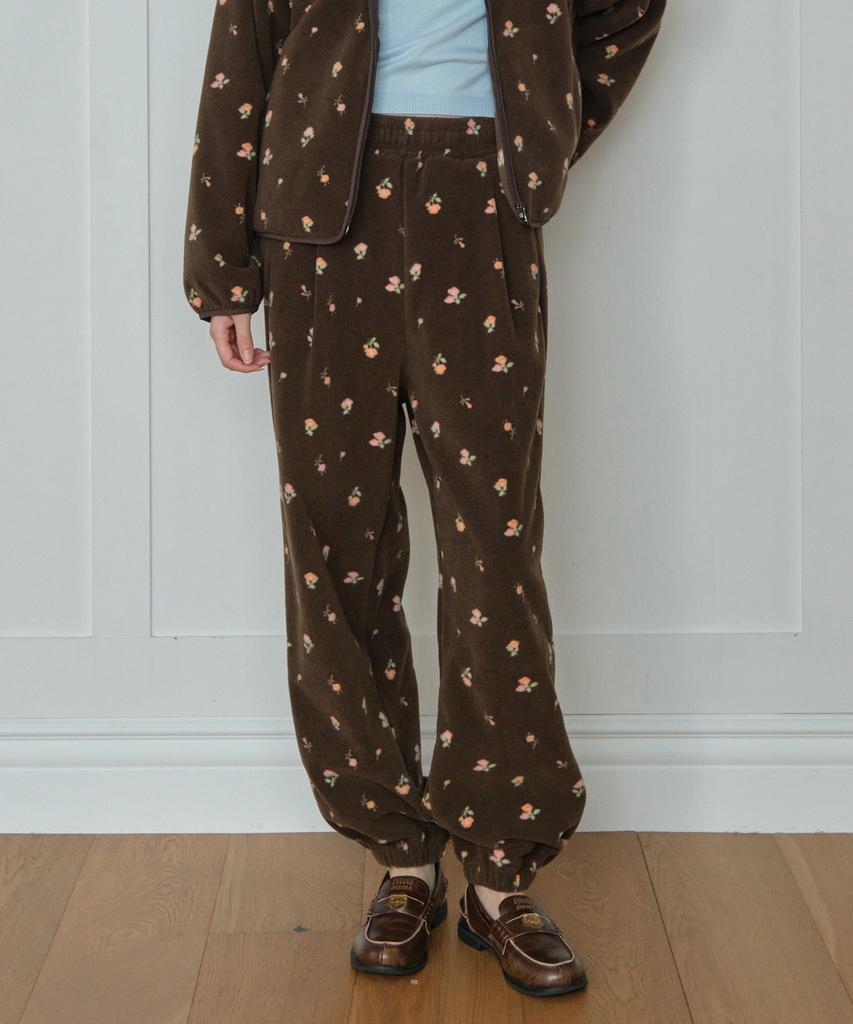 TTUDEMENT Rose Fleece Pants_Brown