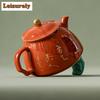 180ml Beixi Tang Handwritten Gold Prose Teapot Handmade Alum Red Mini Pot Tea Soaking Kettle With Infuser Filter Teaset Gifts