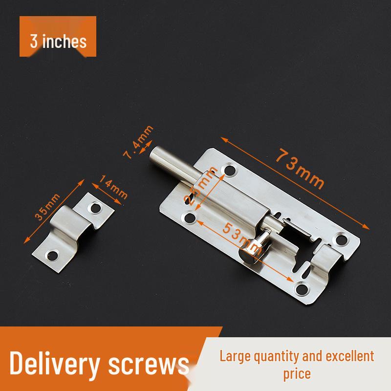 Stainless Steel Surface-Mounted Door Bolt - Anti-theft, Available in 3, 4, 5, 6, 8 inches - For Doors & Windows