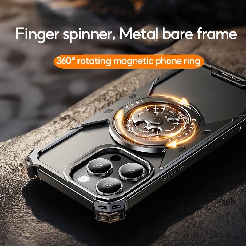 Eary for iPhone 16 Pro Max Bat Phone Case for Magsafe 360°Rotation Kickstand Metal Frameless Military Grade Shockproof Cover