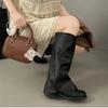Vintage Thick Heel Women Trouser Legs Boots Fashion Ladies Round Toe Knight Long Booties Botas De Inverno Feminina