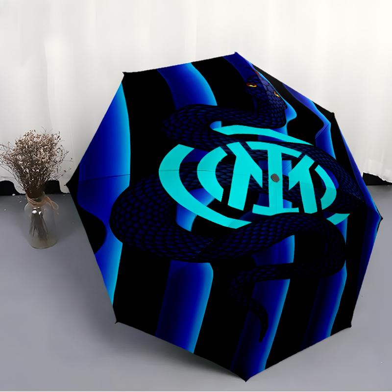 Umbrelă pliabilă cu logo imprimat FC Inter Milano, pentru exterior, timp liber și călătorii, Material durabil pentru umbrelă, Cadou de zi de naștere și sărbători