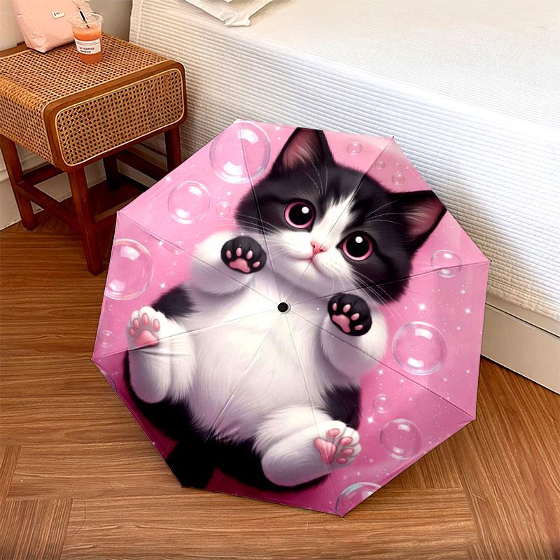 Black white animals Pattern Pattern New Style Umbrella, 1 Piece Automatic Folding Umbrella, Portable Travel Umbrella, Outdoor Umbrella, Birthday Gift