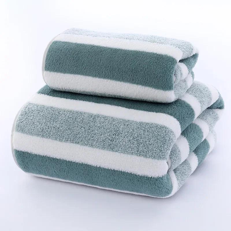 

Stripes Absorbent Quick Drying Bath Towel Soft Adults Face Hand Towels Bathroom Microfiber Comefortable Swim Bath Towels Sets Towel 35x75cm зелёный