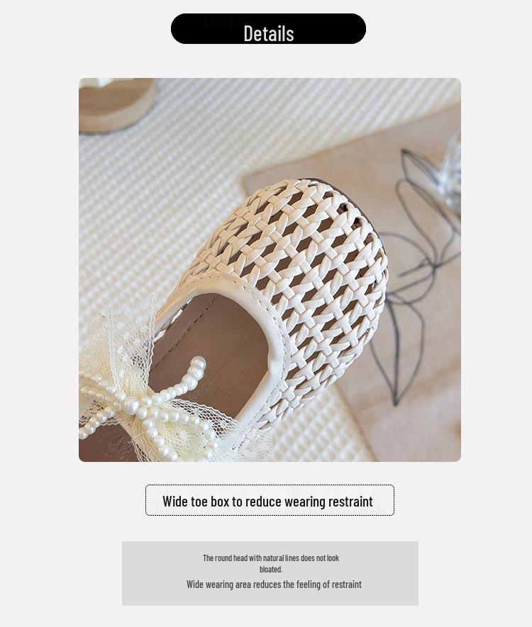 Spring 2026 Baby Girl Bow Princess Walker Shoes - Hollow Weave Leather