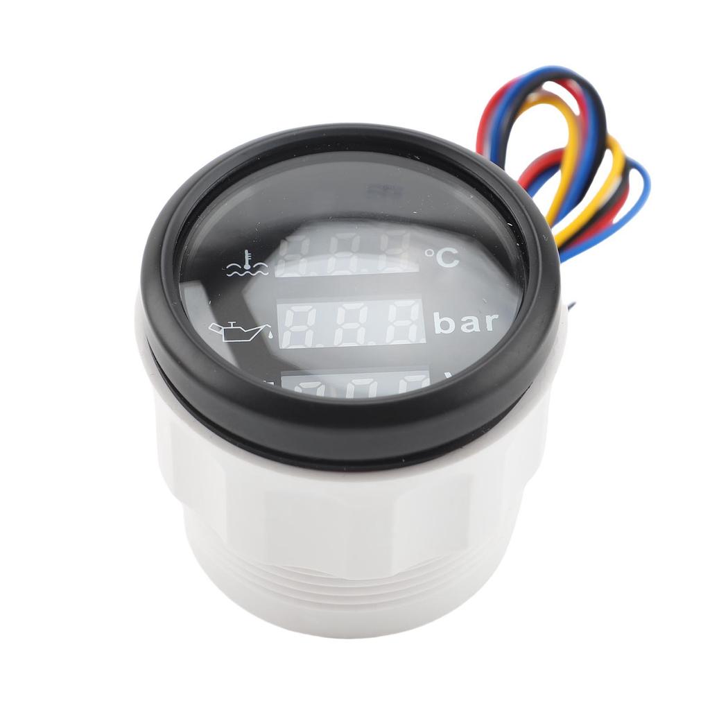 3 In 1 Instrument Sensor Kit Engine Coolant Temperature Oil Pressure Meter Battery Voltmeter for Car Boat 52mm Digital