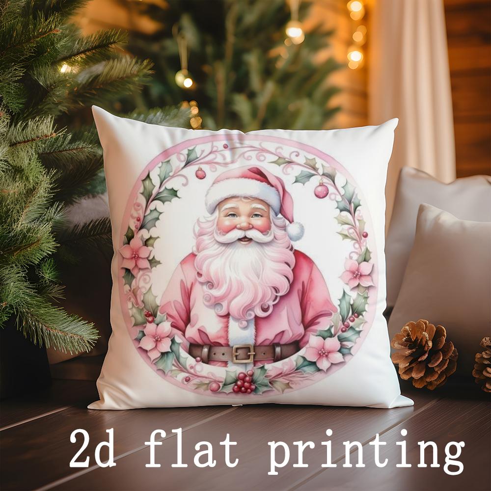 Home Decor Santa Claus Pattern Throw Pillow Suitable For Sofa Bedroom Car Pillow Cover Cushion Rectangular Back Cushion