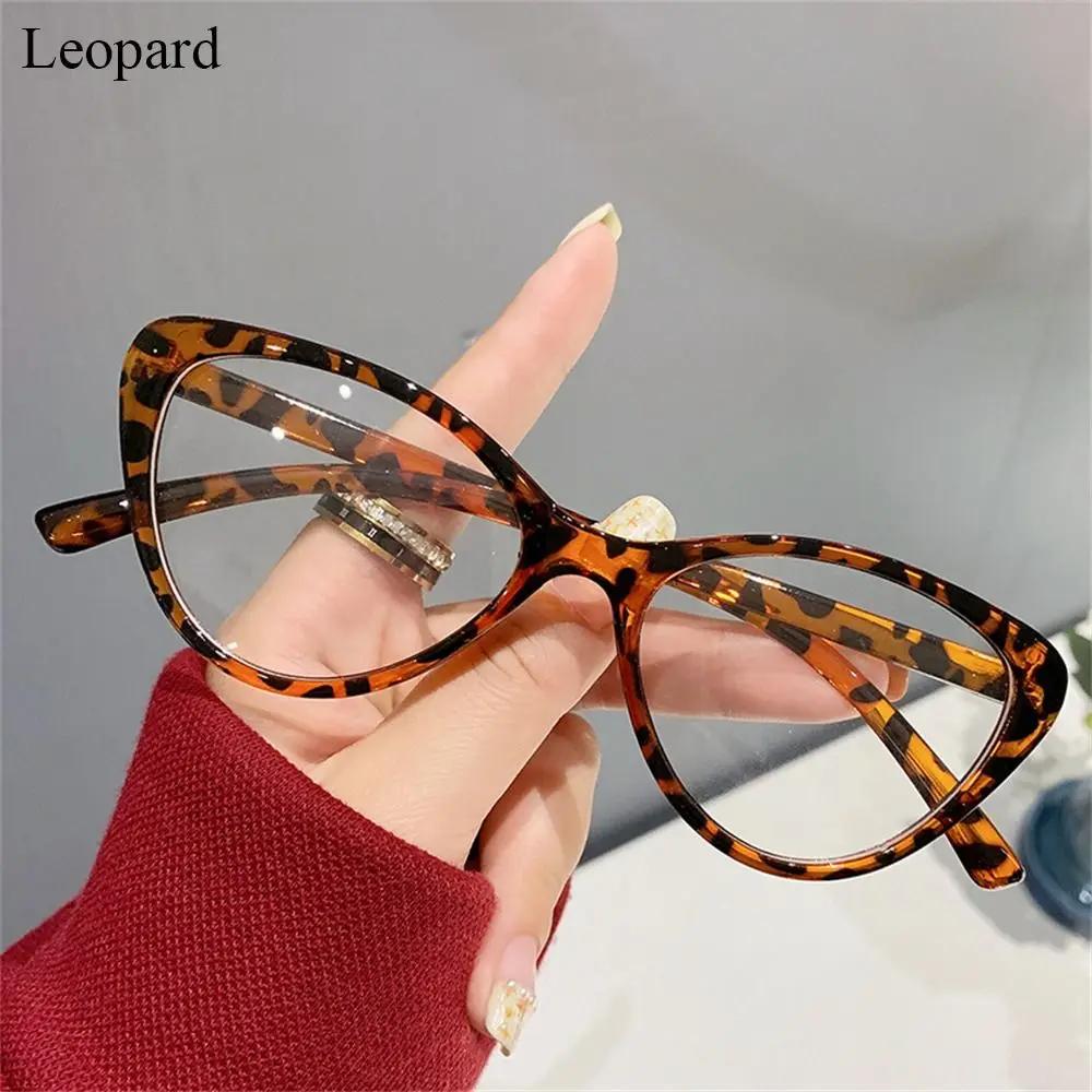 

Women Anti Blue Rays Glasses Fashion Transparent Retro Cat Eyes Leopard Print Big Frame Computer Vision Care Eyewear Eyeglasses леопардовый