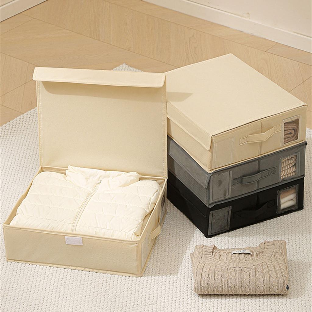 Foldable Bedding Organizers Box Zippered Storage Bin Accessory for Bed Sheets and Blankets in Nonwovens Fabric