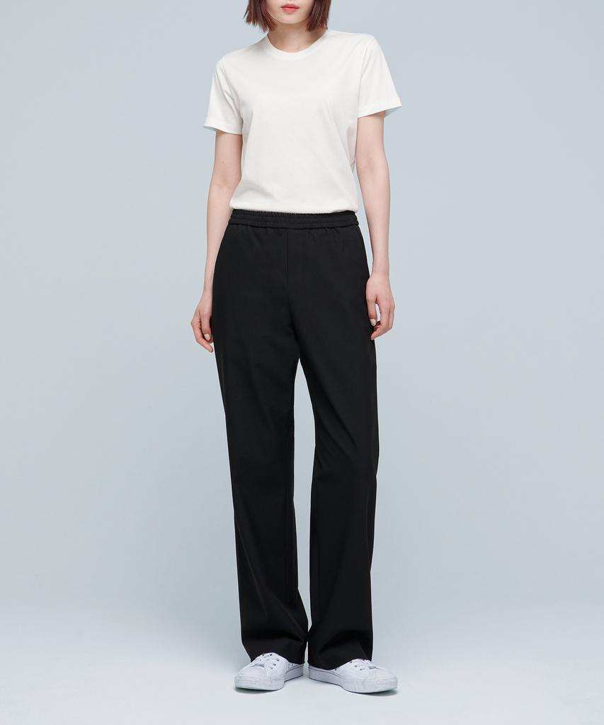MUSINSA STANDARD Genderless Wide Elastic Waist Slacks [Black]