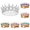 Rhinestone Baroque Pageant Crowns Cake Decorations Luxury Crystal Queen Princess Tiara Headpieces Round Bridal Crowns