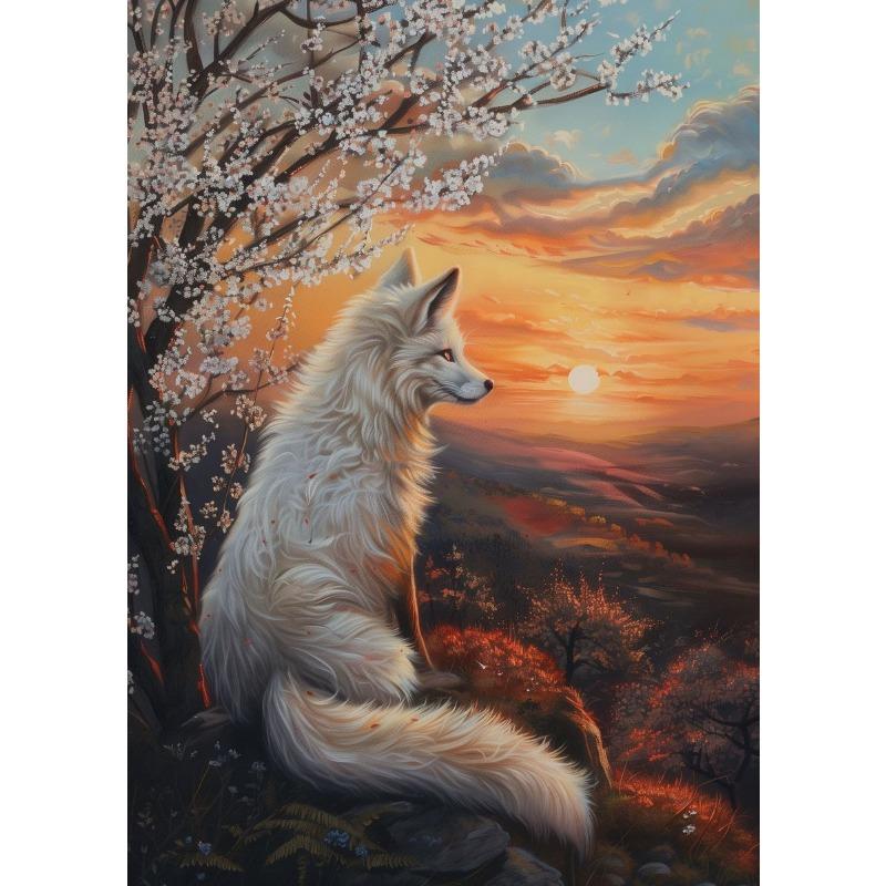 Sakura Fuchs Pinguin Eule Adler Waschbär Flamingo Poster Druck Tier Leinwand Malerei für Wohnzimmer Heimdekor