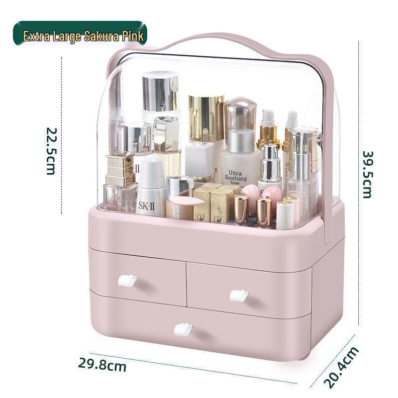 Compact Skincare Cosmetics Organizer: Handheld, Dustproof Drawer Rack for Desktop Storage