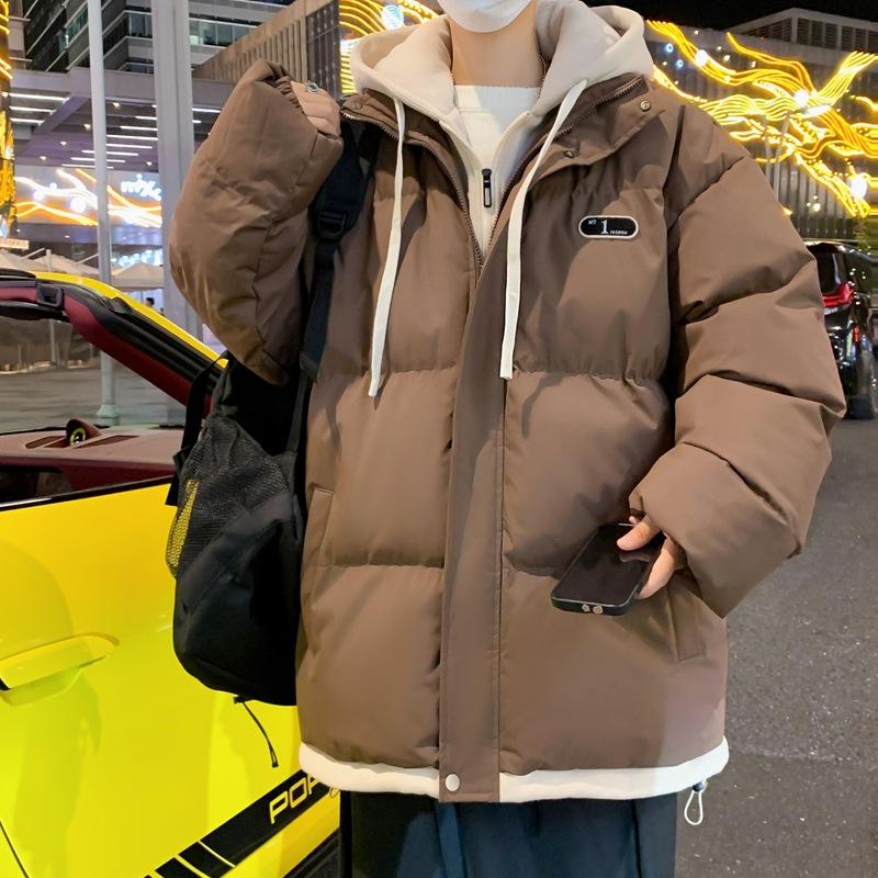 New Autumn and Winter Leisure Sports Versatile Men and Women Couple Cotton Clothes Fake Two Hooded Thickened Warm Cotton Coat