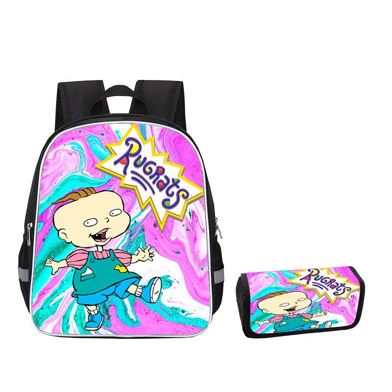 Rugrats High Definition Printing Oxford Leisure Spine Care Burden Reduction Storage Box Pencil Case Large Capacity Schoolbag