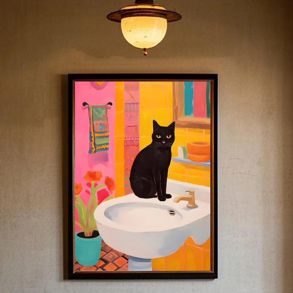 Art Green Bedroom and Cat Poster Minimalist Wall Art Print Canvas Painting Posters for Living Room Modern Home Decor