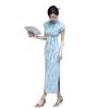 New Chinese young blue cheongsam 1011 summer girl daily thin temperament improved version retro dress