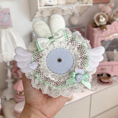5.8cm Creative Design Kawaii Badge Pin Displaying Holder Sweet Lace Star Protector with Lanyard Fashoin Badge Clip Cover Case