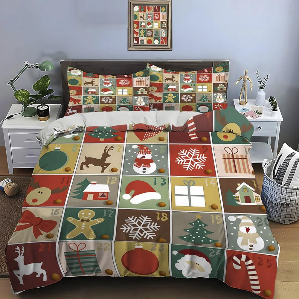 

Comforter Christmas Holiday King Size Red Star Snowflake Bell Pattern Holiday Bedding Set For Kids Boys Girls Room Decor Comforter (quilt)-EU Single(135*200cm)3pcs