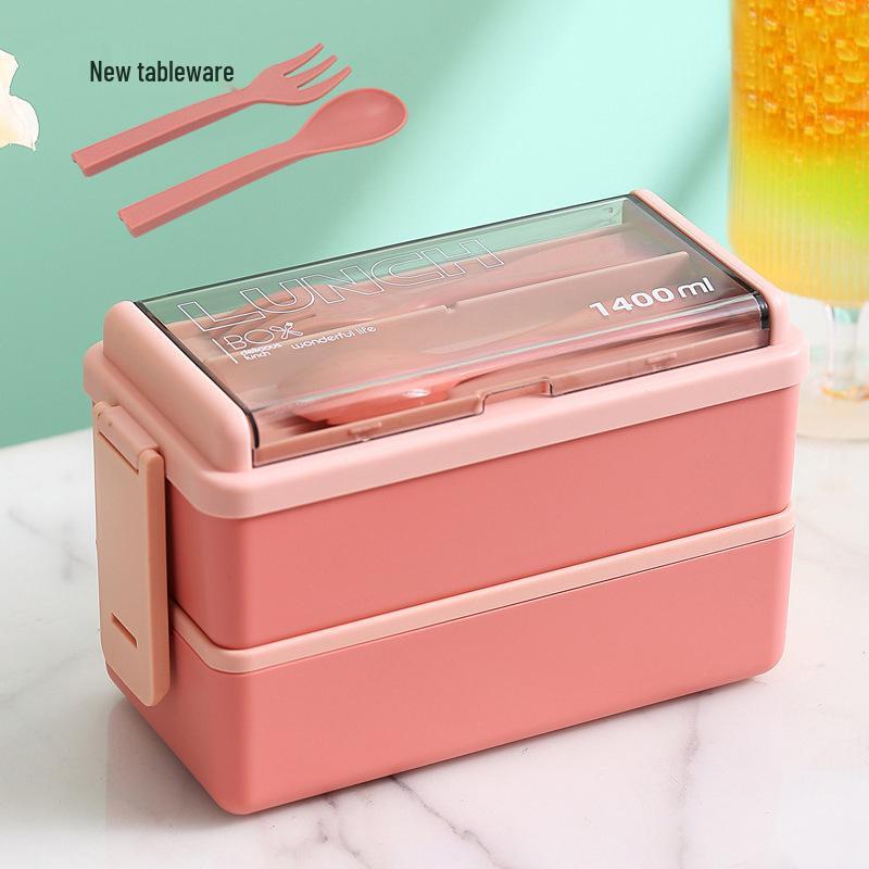 Japanese Double-Layer Insulated Bento Box - Microwaveable & Portable PP Lunch Box Set for Office Workers