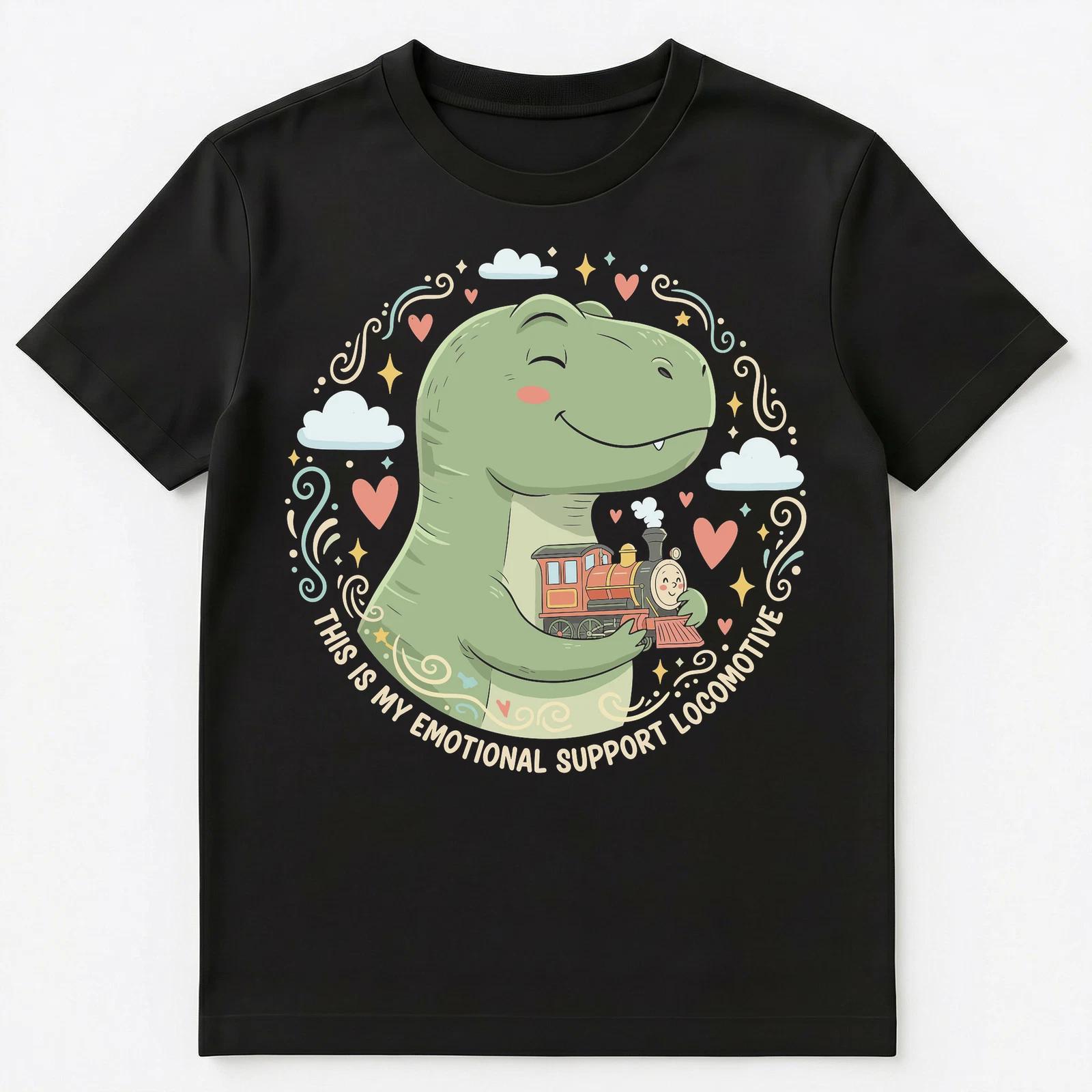 Dinosaur Lover Emotional Train Support Pun Humor Unisex T-Shirt S