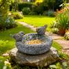 Bird Feeder Resin Garden Birdbath Bowl with Waterproof Design Hand-Painted Stone Texture Decorative for Outside Yard Table Decor