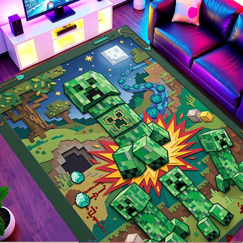 Minecraft1 (4) Print Rug, Washable Floor Carpet, For Entryway Dorm Laundry Room Office Study, Home Decor Birthday Christmas Gift
