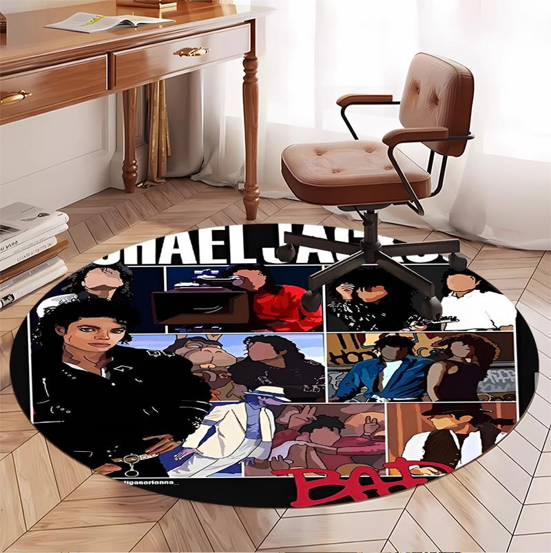 Tappeto Rotondo con Motivo Michael Jackson, Tappetino da Interno/Esterno, per Picnic, Sala Giochi, Camera da Letto, Ufficio, Soggiorno, Tappeto Decorativo per la Casa, Regalo di Compleanno