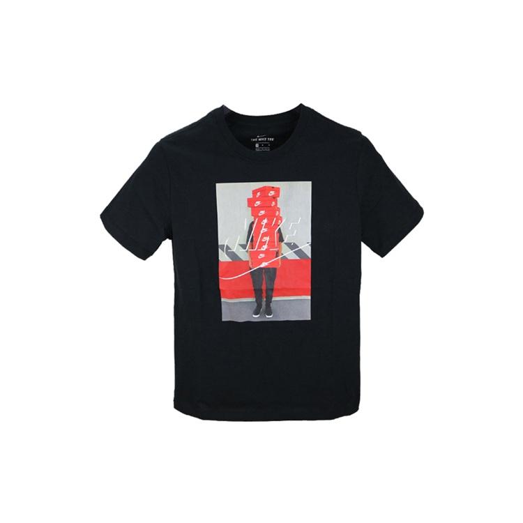 Nike Sportswear Shoe Printing Round Neck Casual Sports Short Sleeve Black Men s BQ0069-010 M