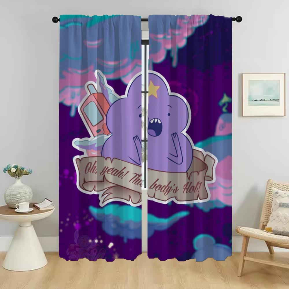 Adventure Times Home Interior Curtains 2 Pieces Elegant Room Curtains for Living Room Tulle for Bedroom Halloween Decoration