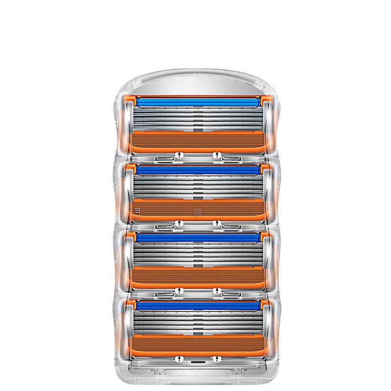 5-Layer Manual Men's Razor with Orange Handle and 5 Blades