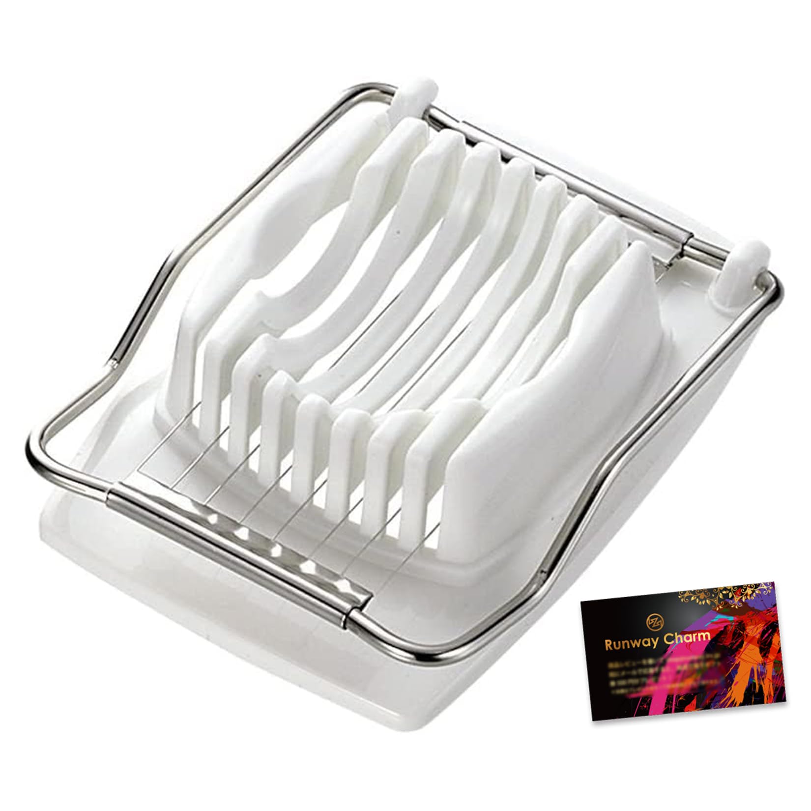 

Слайсер для вареных, сделанный из резака и измельчителя для и Включает RC яйца, Япония, яйца вкрутую, салаты, сэндвичи, фрукты. наклейка. белый