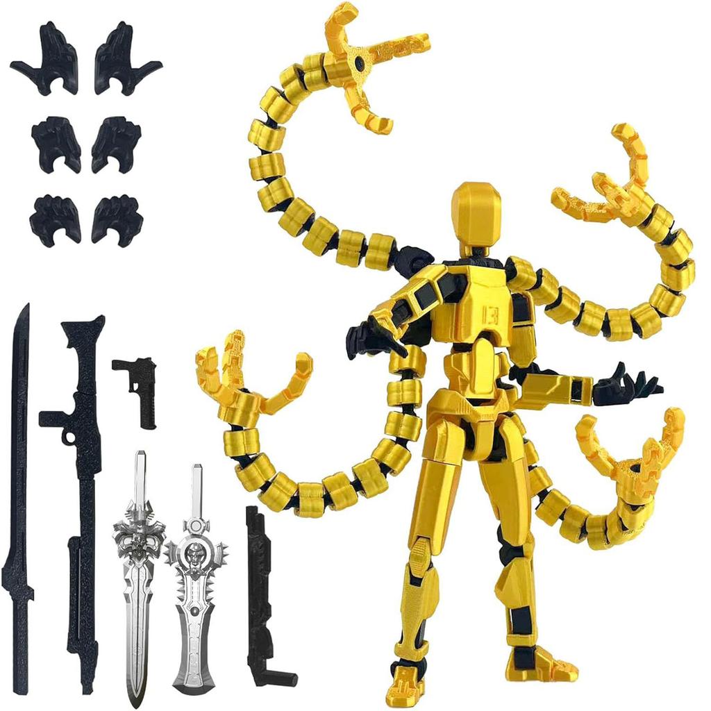 Articulated Action Figure Model Kit with Multiple Interchangeable Hands and Weapons 3D Printed DIY Assembly Poseable Collectible Display
