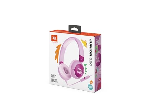 JBL Junior 320 / Kids' / On-Ear Headphones / Volume Control / Built-in Microphone / Customizable Stickers Included / Purple / JBLJR320PUR