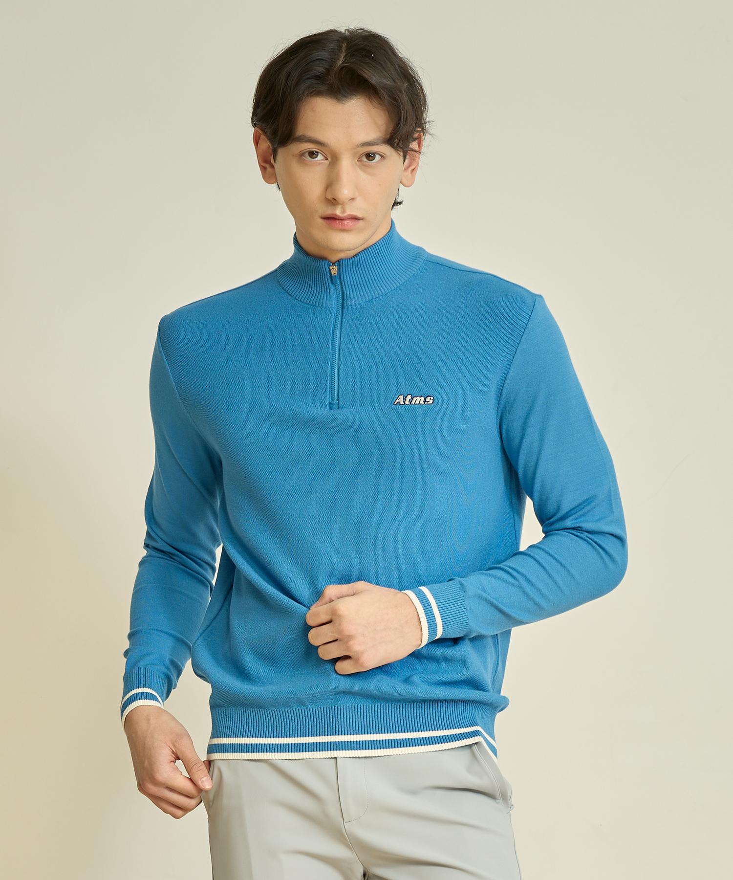 Мужская кофта Antomas с двусторонней вязкой и молнией до середины - Синяя L