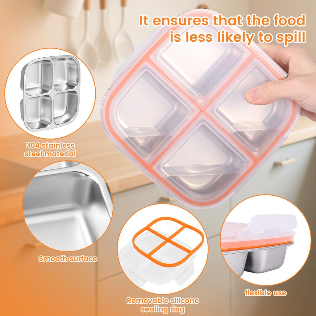 Bento Boxes 304 Stainless Steel Fresh-keeping Box Sealed Leak Proof Lunch Box with Lid Food Container Refrigerated Storage Boxes