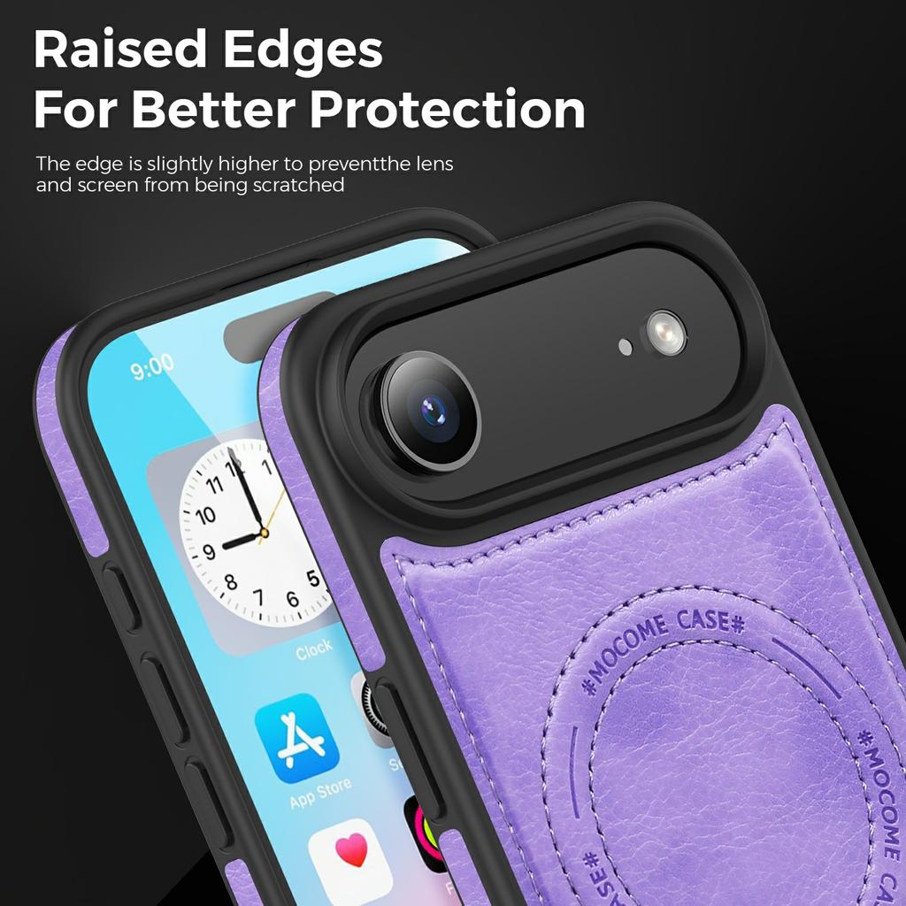 For iPhone Air Case Compatible with MagSafe Kickstand Leather Phone Back Cover