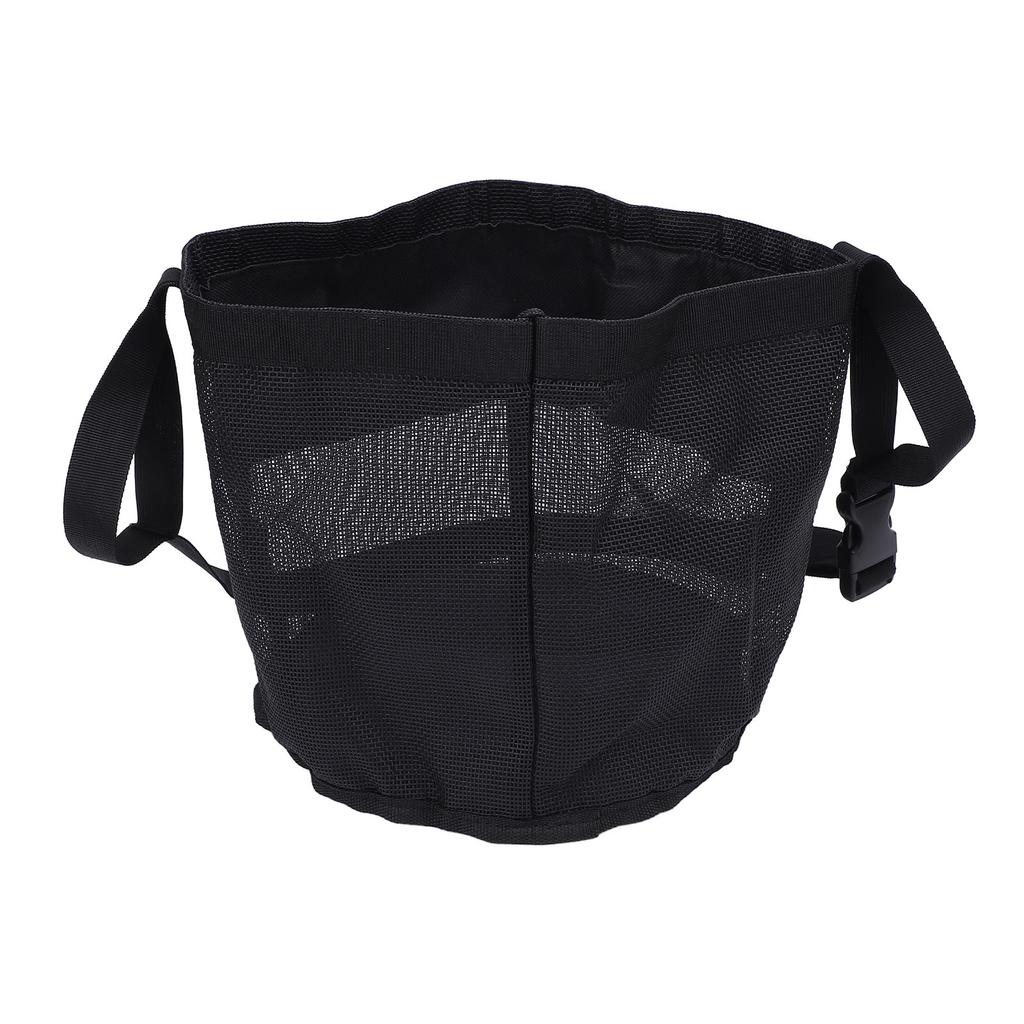 Horse Hay Feeding Bag with Adjustable Neck Strap Spill Proof Nylon Mesh Feed Bucket for Cattle Sheep