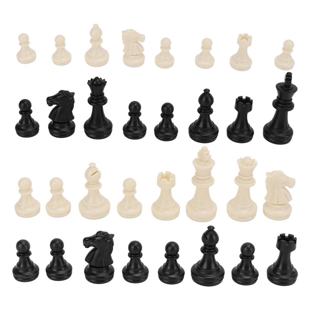 Chess Pieces Only PS Plastic Replacement Chessmen Figurine Pieces 49mm Height King for Party Relaxing(Black White )