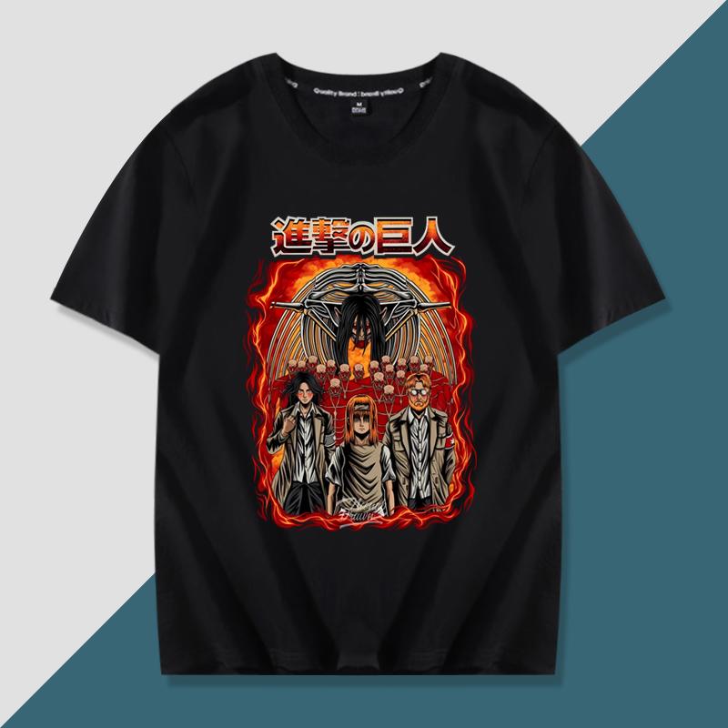 Japanese anime Attack on Titan handsome printed summer 100% cotton T-shirt fashion casual men's streetwear